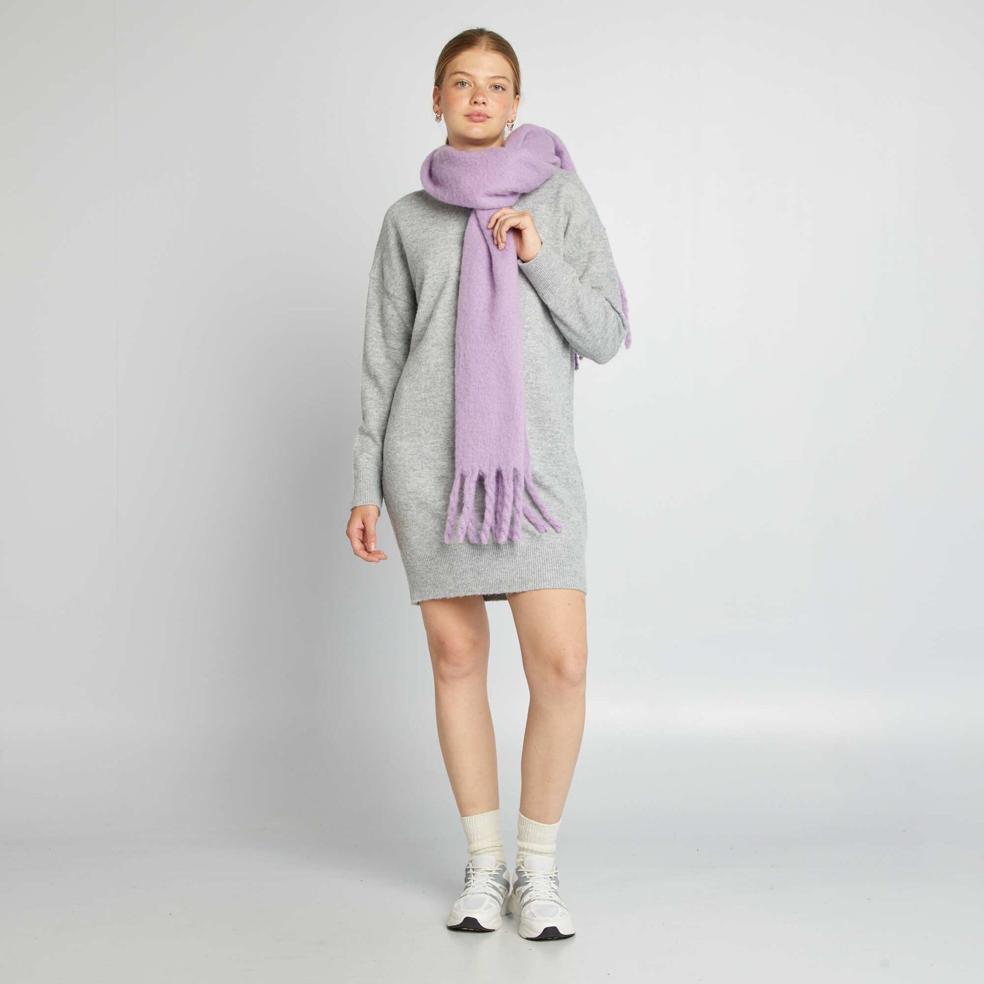 Robe pull en maille Gris - Main Image