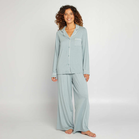 Pyjama chemise + pantalon en jersey - 2 pièces Bleu