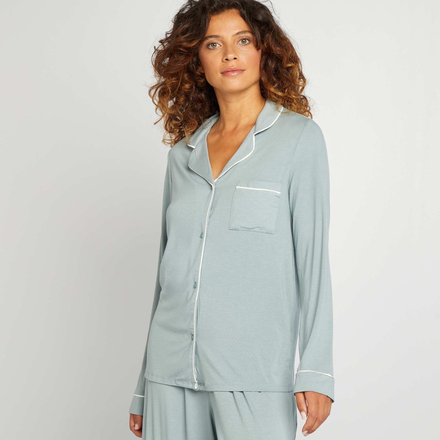 Pyjama chemise + pantalon en jersey - 2 pièces Bleu