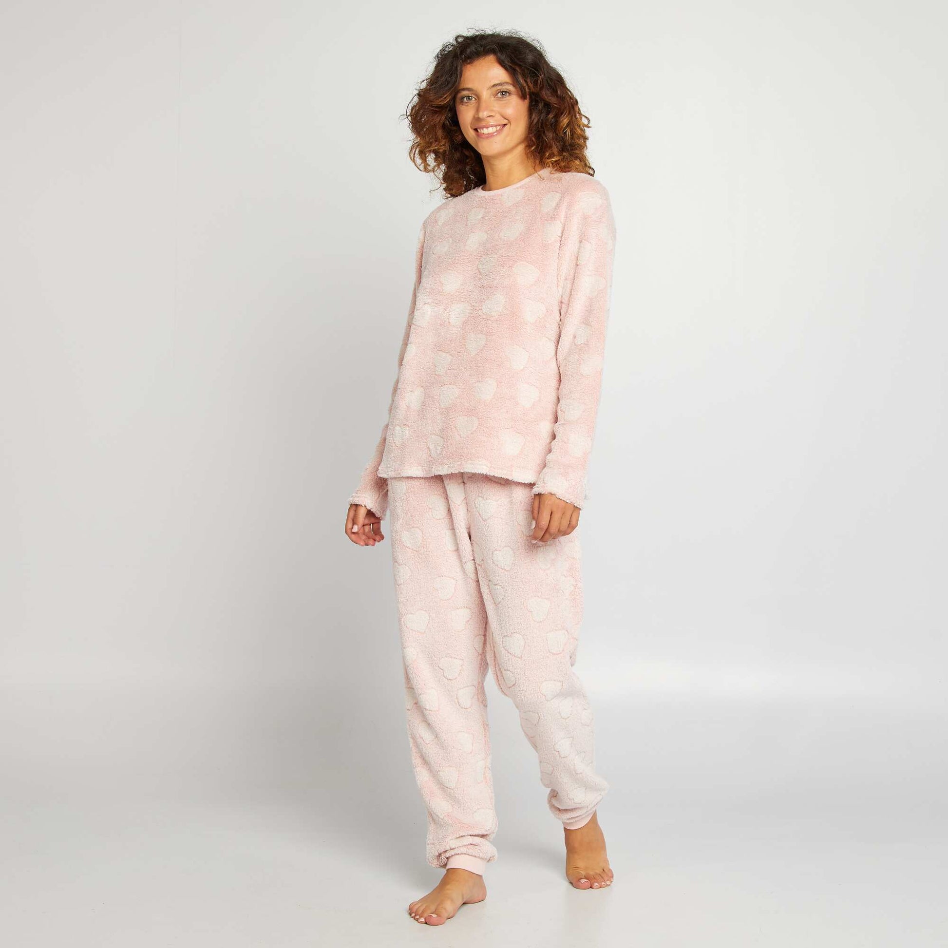 Pyjama en polaire motif - 2 pi ces Rose