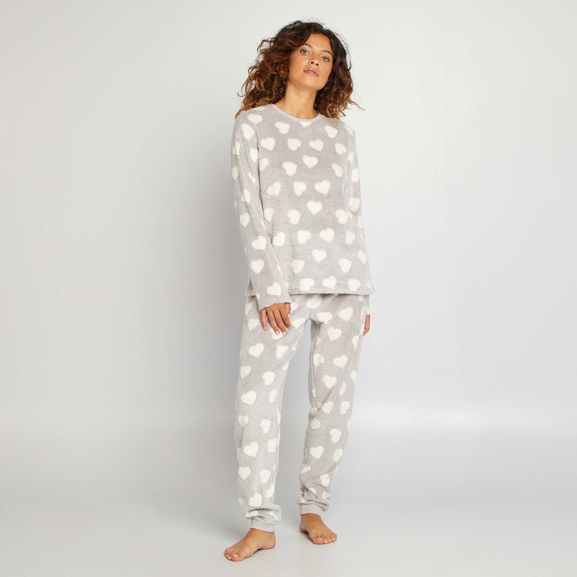 Pyjama en polaire motif - 2 pi ces Gris