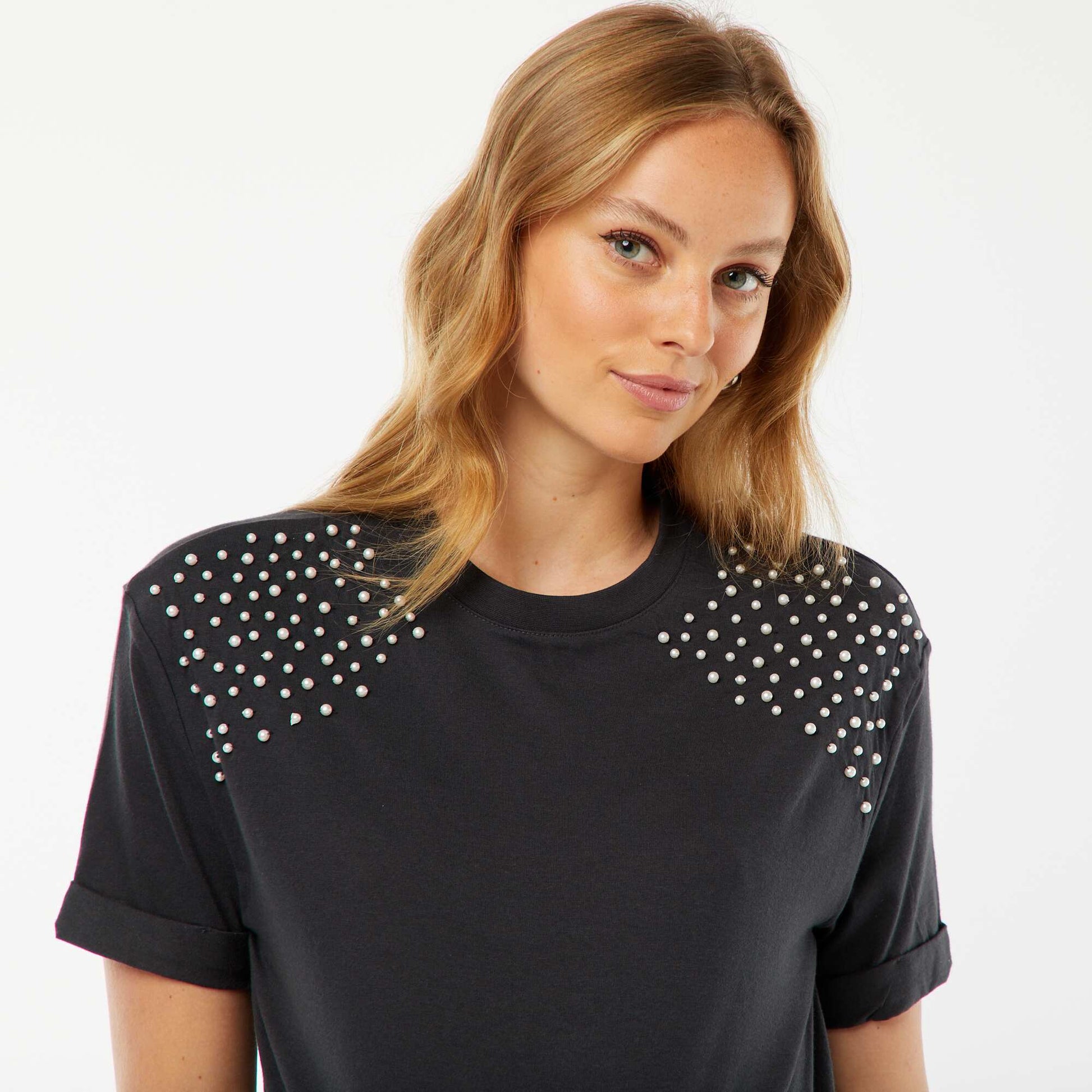 Tee-shirt de maternité animé de perles GRIS