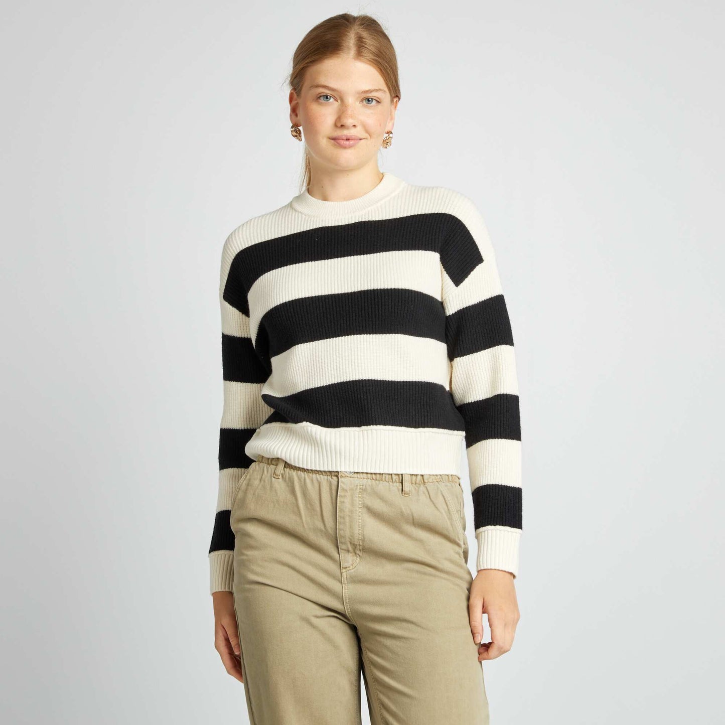Pull en maille paisse Noir/blanc