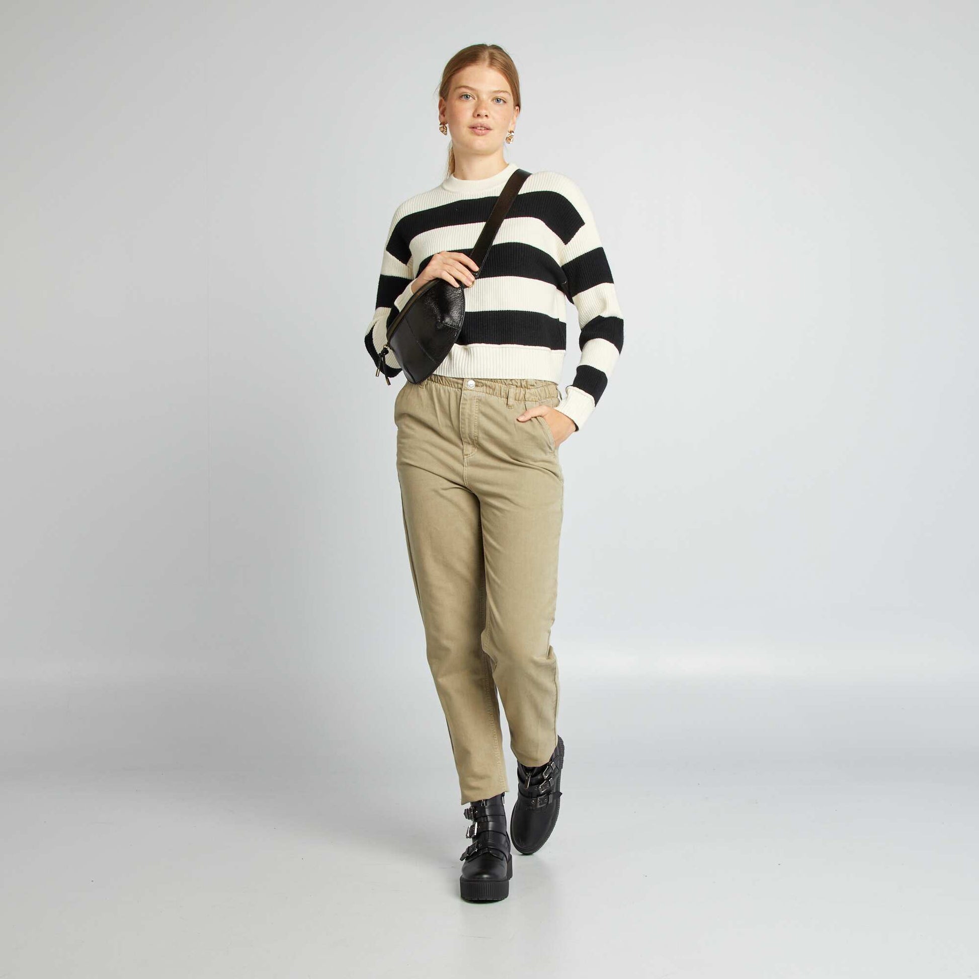 Pull en maille paisse Noir/blanc
