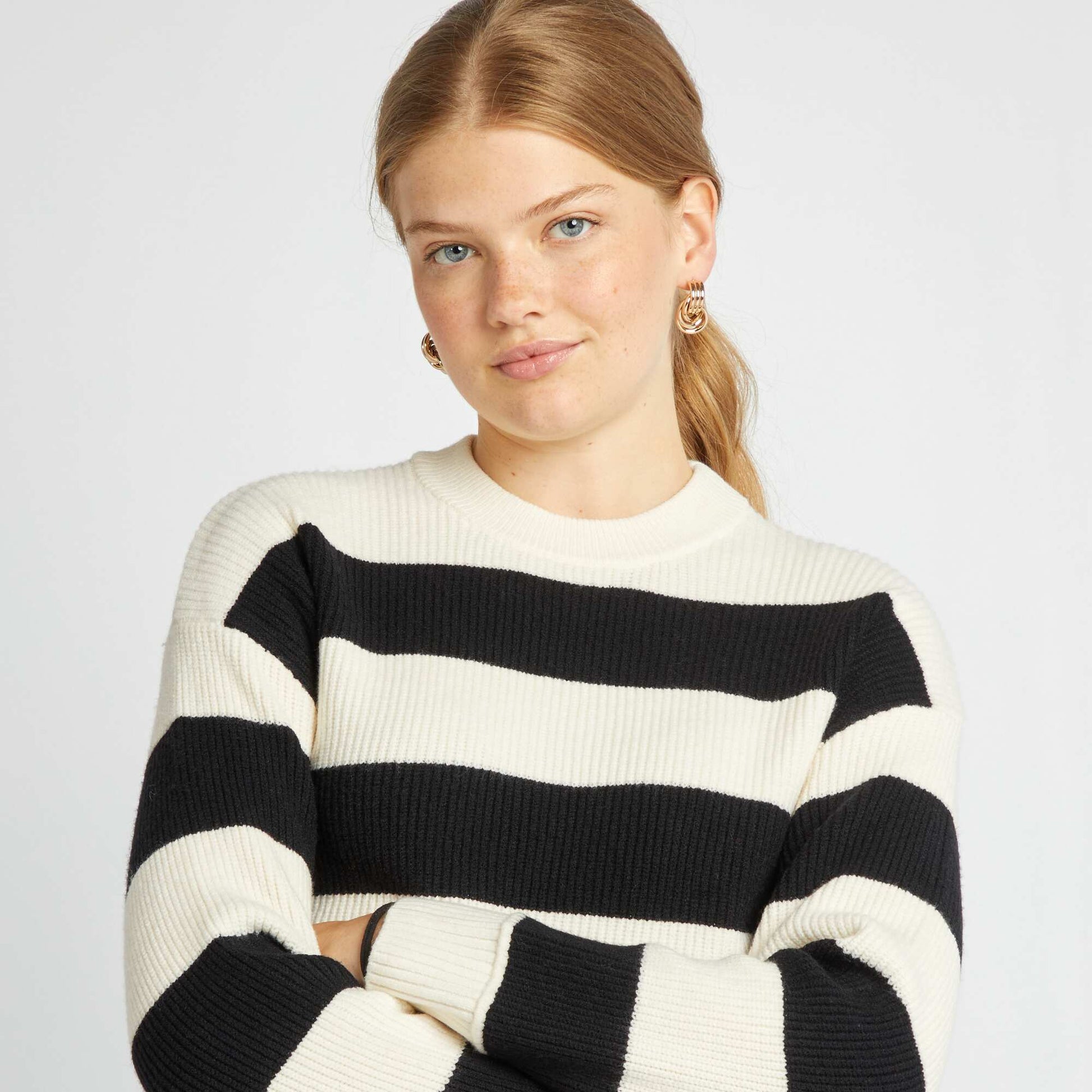 Pull en maille paisse Noir/blanc