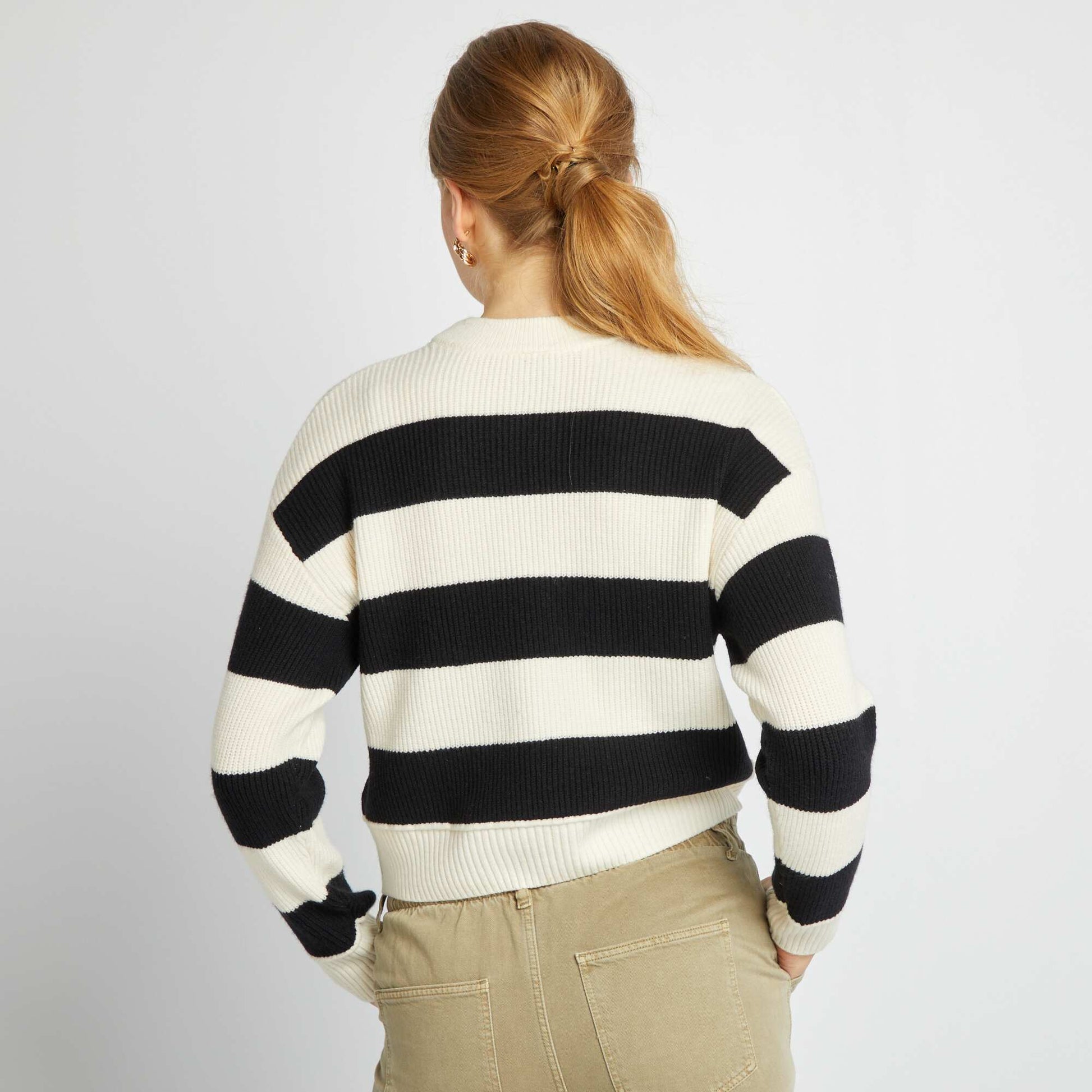 Pull en maille paisse Noir/blanc