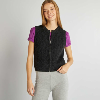 Pull sans manches en maille douce GRIS