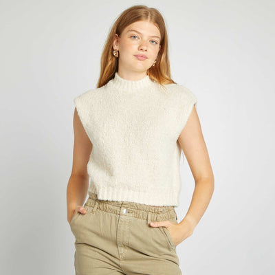 Pull en maille sans manches Blanc