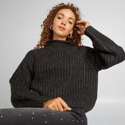 Pull col montant Gris