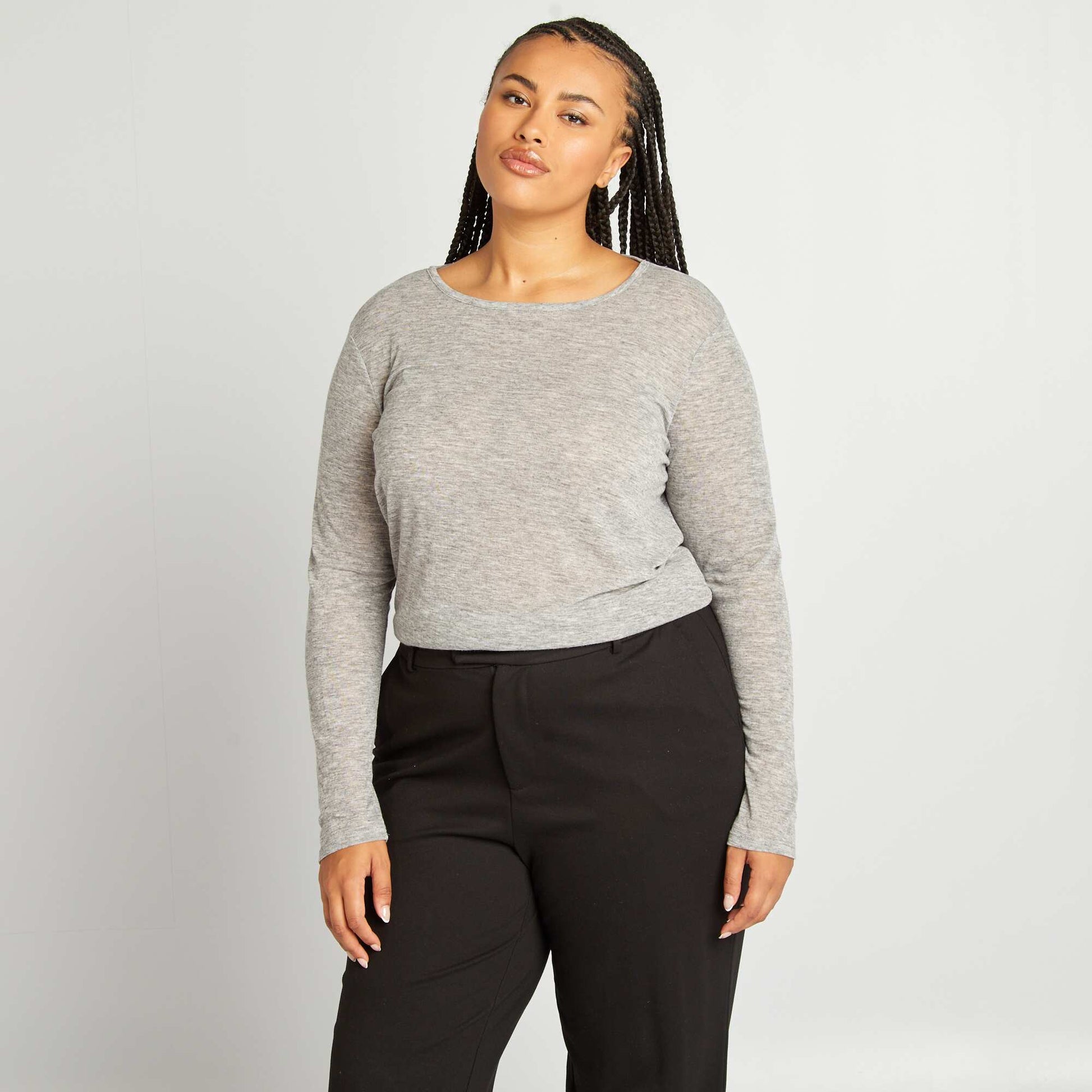 T-shirt l ger col rond Gris