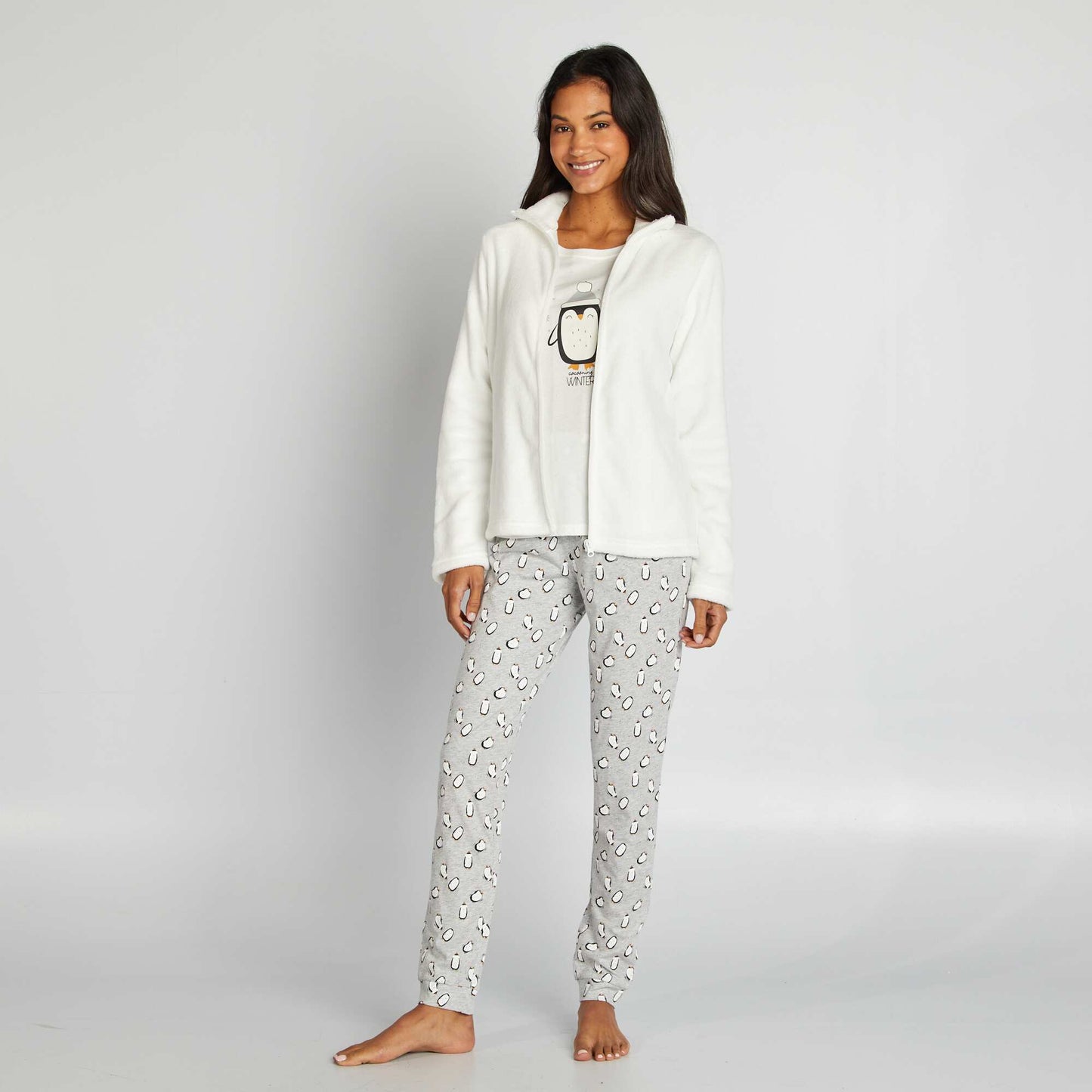 Ensemble pyjama de Noël - 3 pièces Blanc/gris