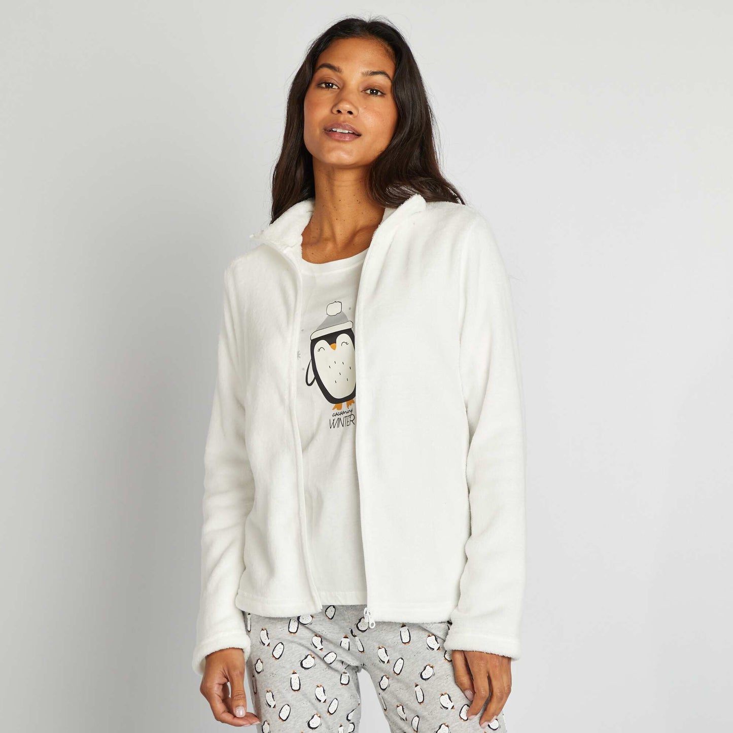 Ensemble pyjama de Noël - 3 pièces Blanc/gris