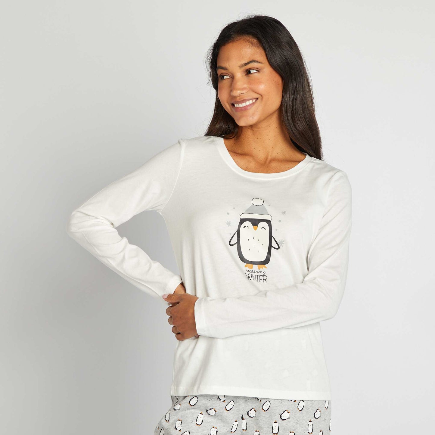 Ensemble pyjama de Noël - 3 pièces Blanc/gris