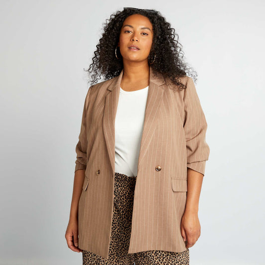 Veste tailleur mi-longue ray e Marron