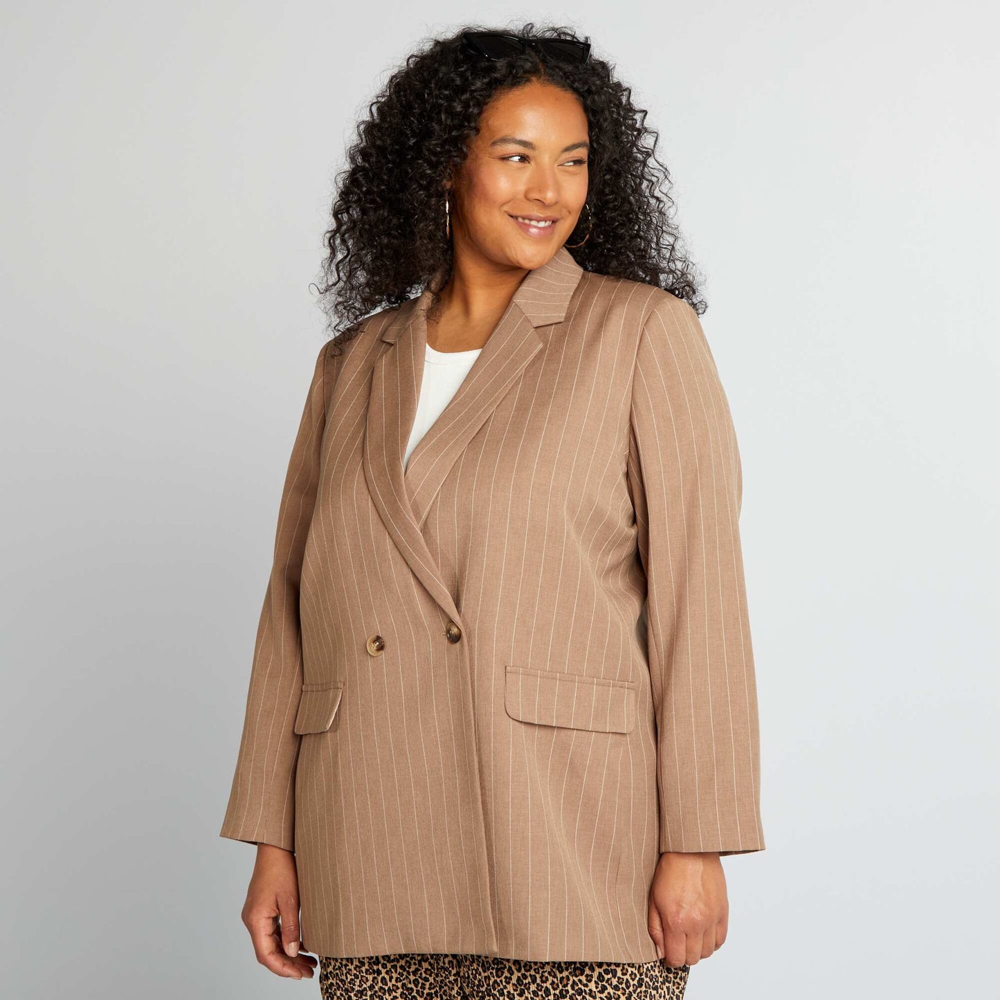 Veste tailleur mi-longue ray e Marron