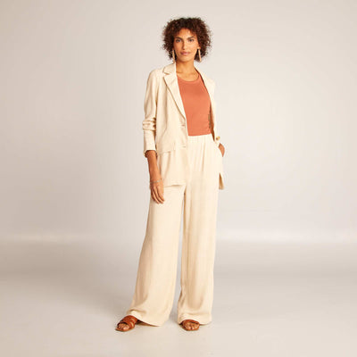 Pantalon large uni Beige