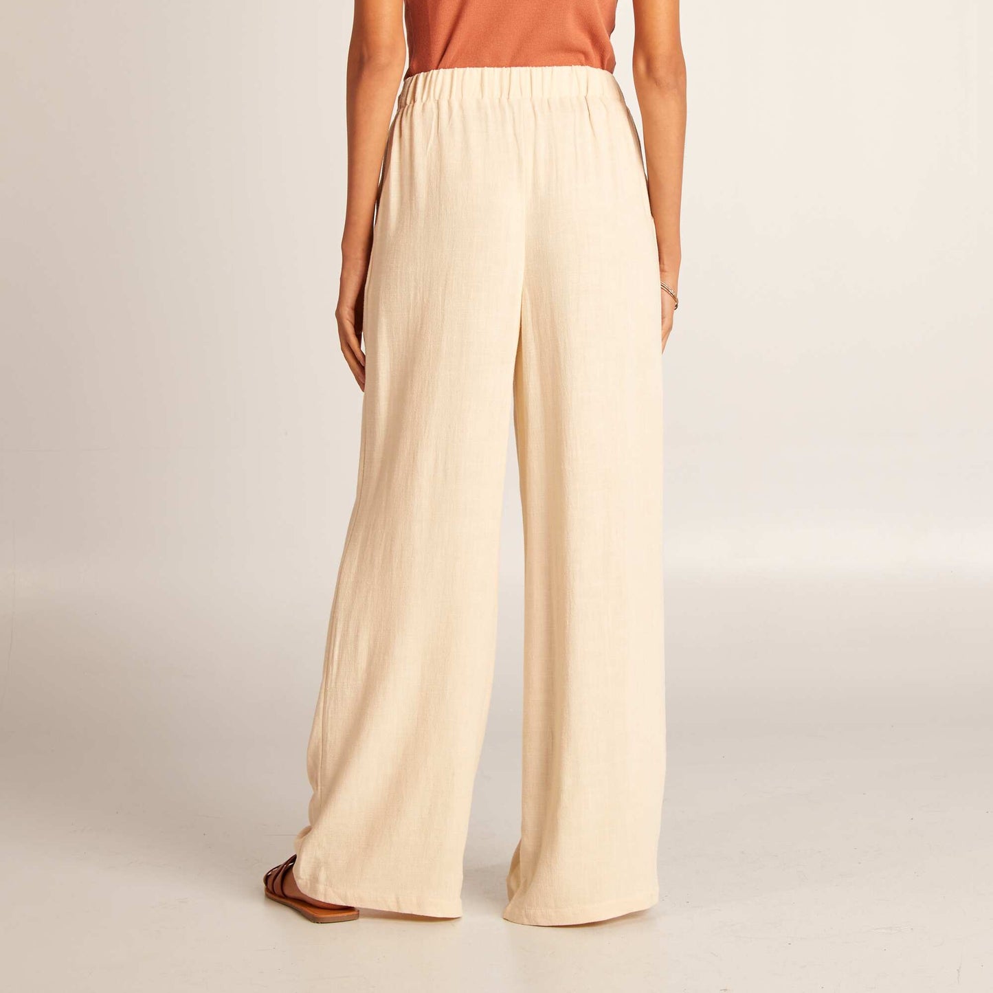 Pantalon large uni Beige