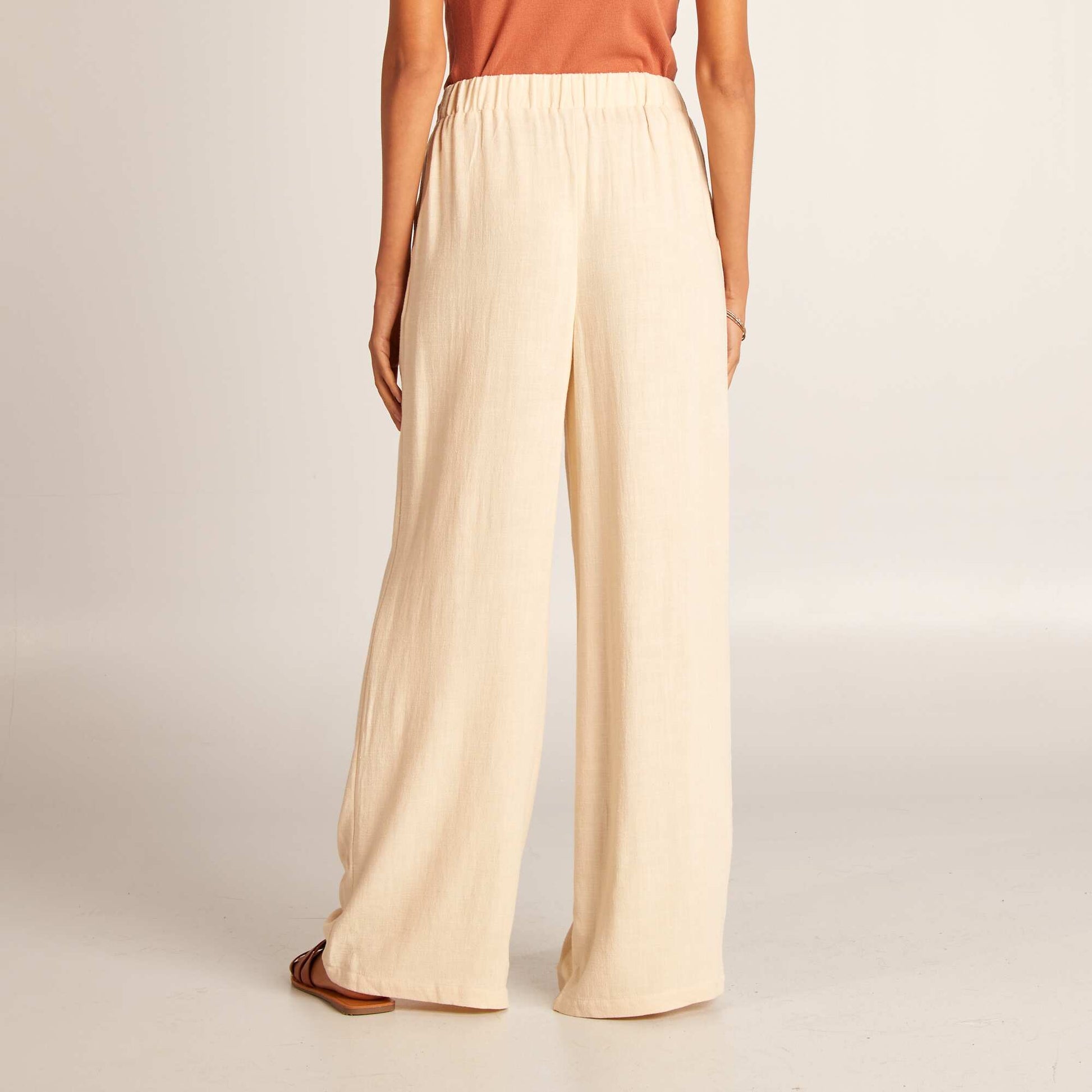 Pantalon large uni Beige