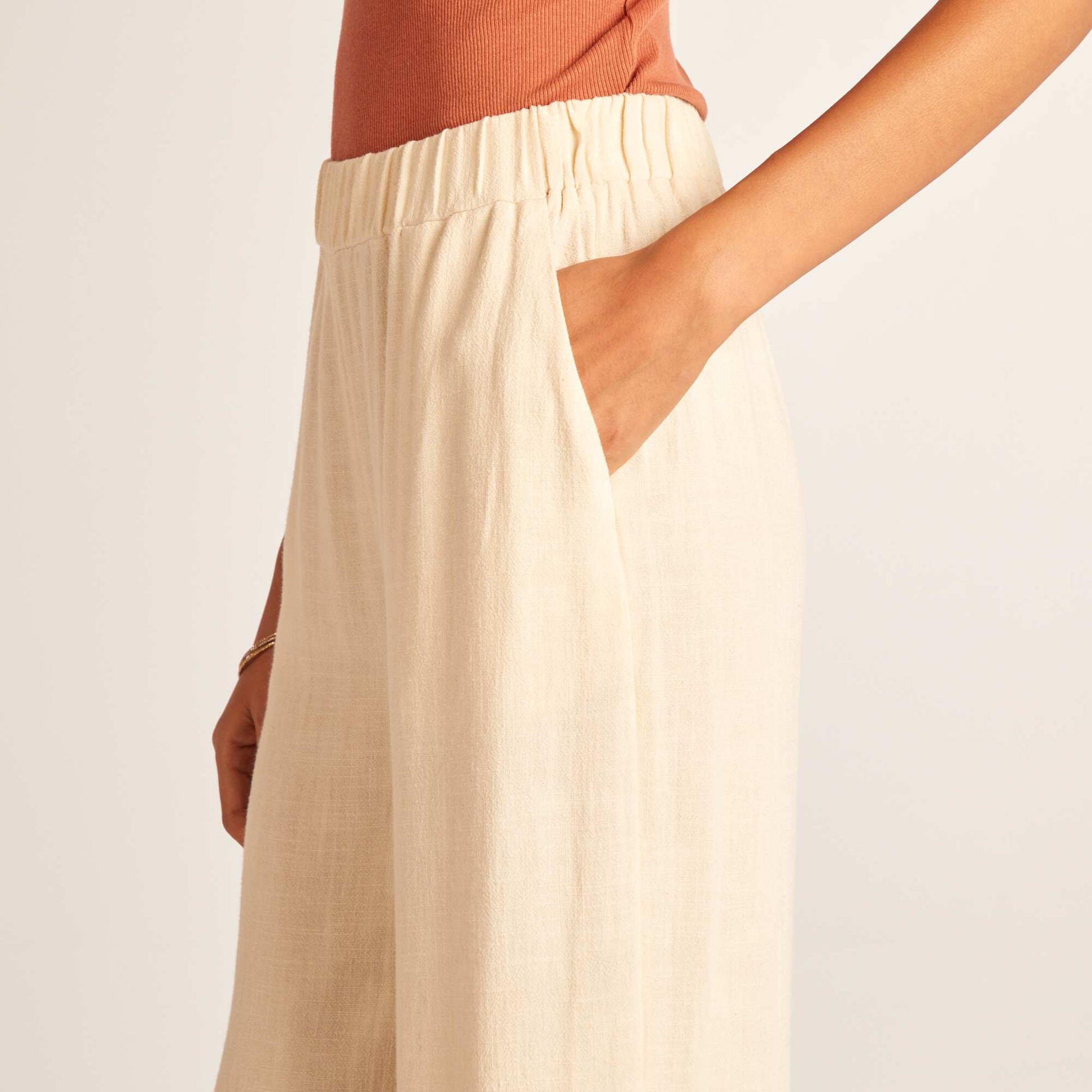 Pantalon large uni Beige