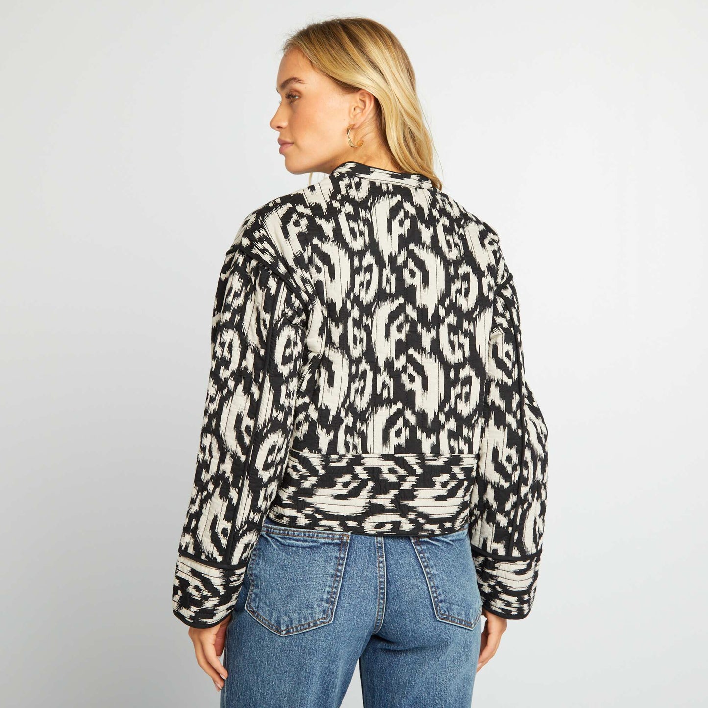 Veste matelass e courte imprim  ikat Noir ikat