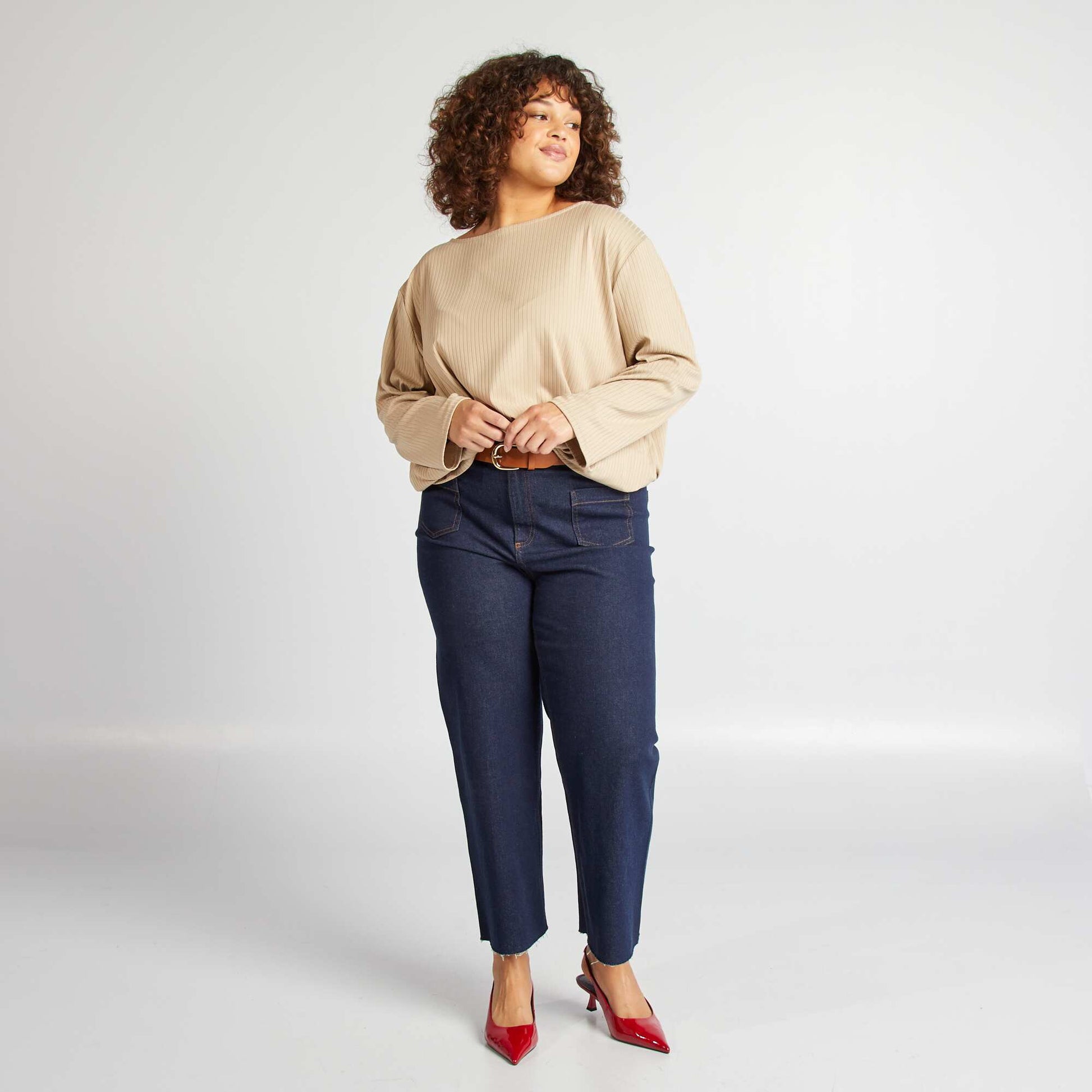 T-shirt c tel manches longues Beige