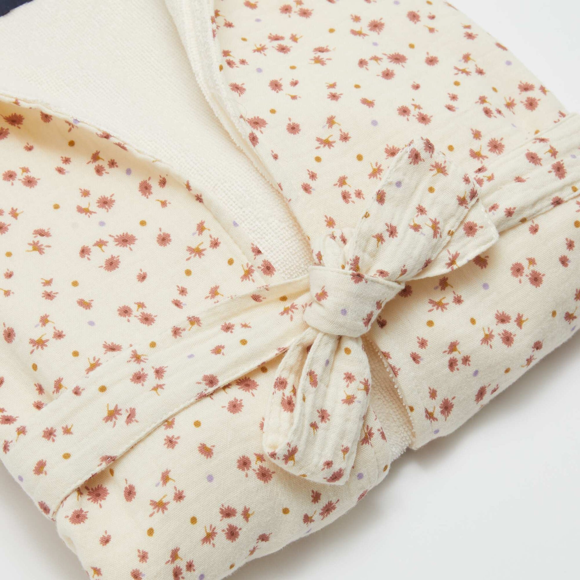 Peignoir en éponge et gaze de coton - Kiabi Home ECRU/ROSE