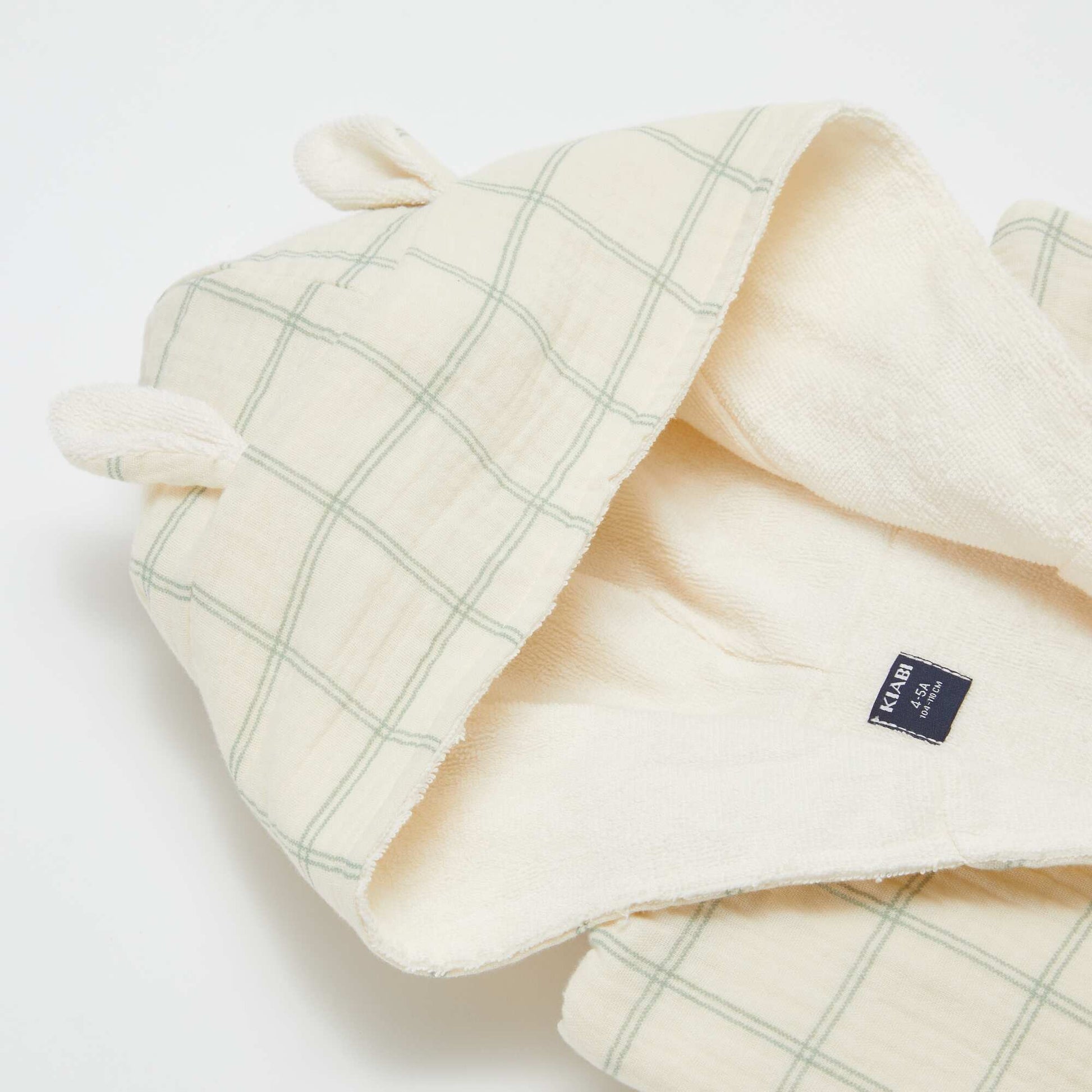 Peignoir en éponge et gaze de coton - Kiabi Home ECRU/VERT