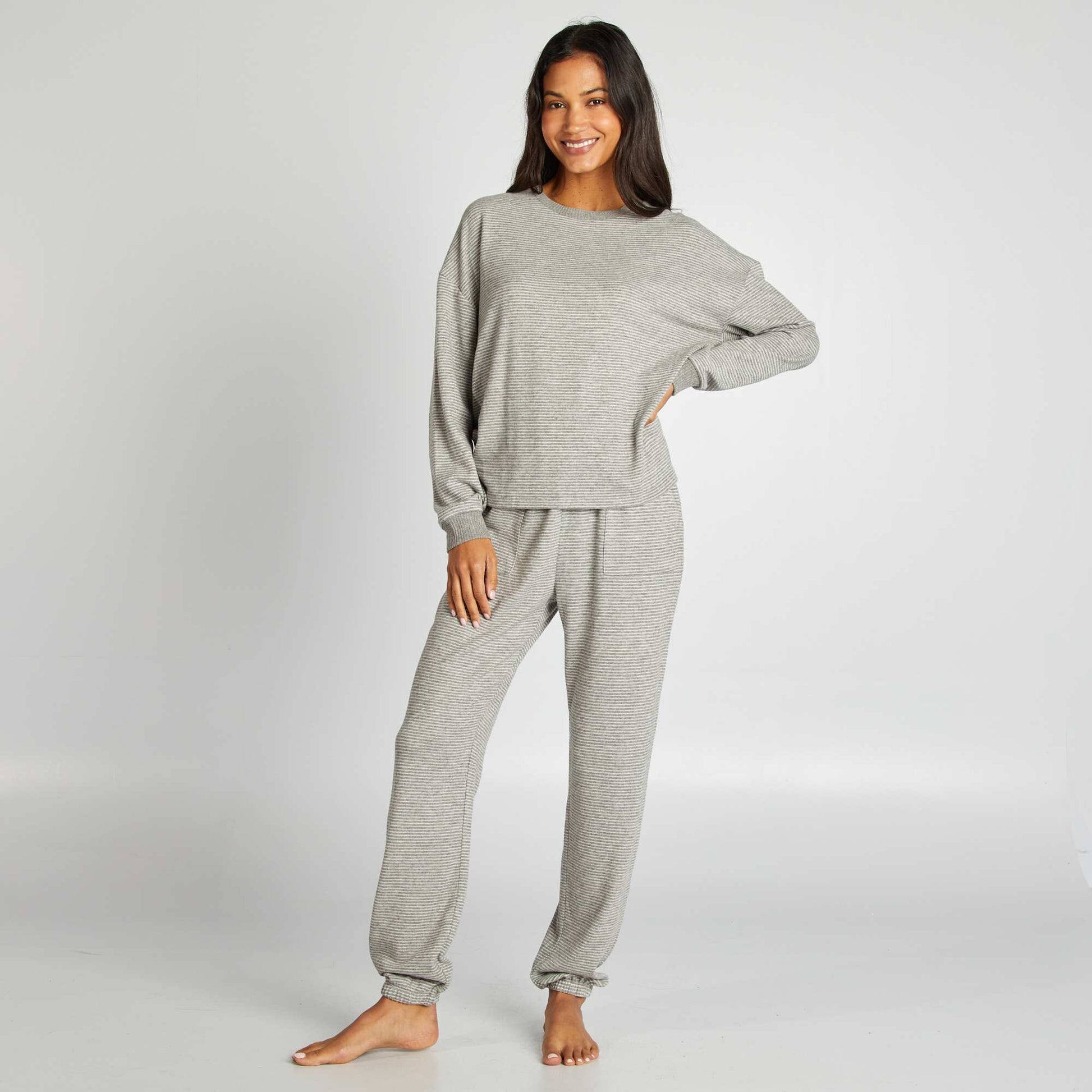 Pyjama en maille doudou - 2 pi ces Blanc ray