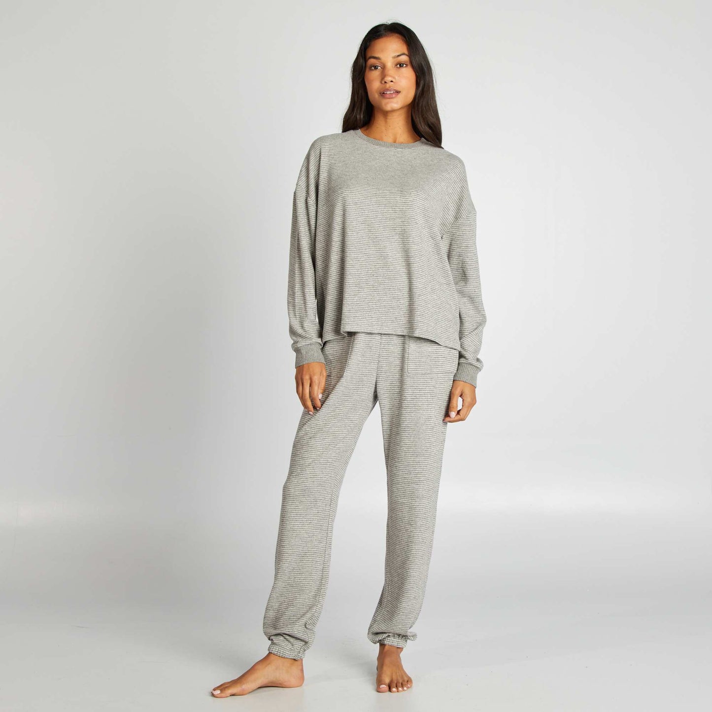 Pyjama en maille doudou - 2 pi ces Blanc ray