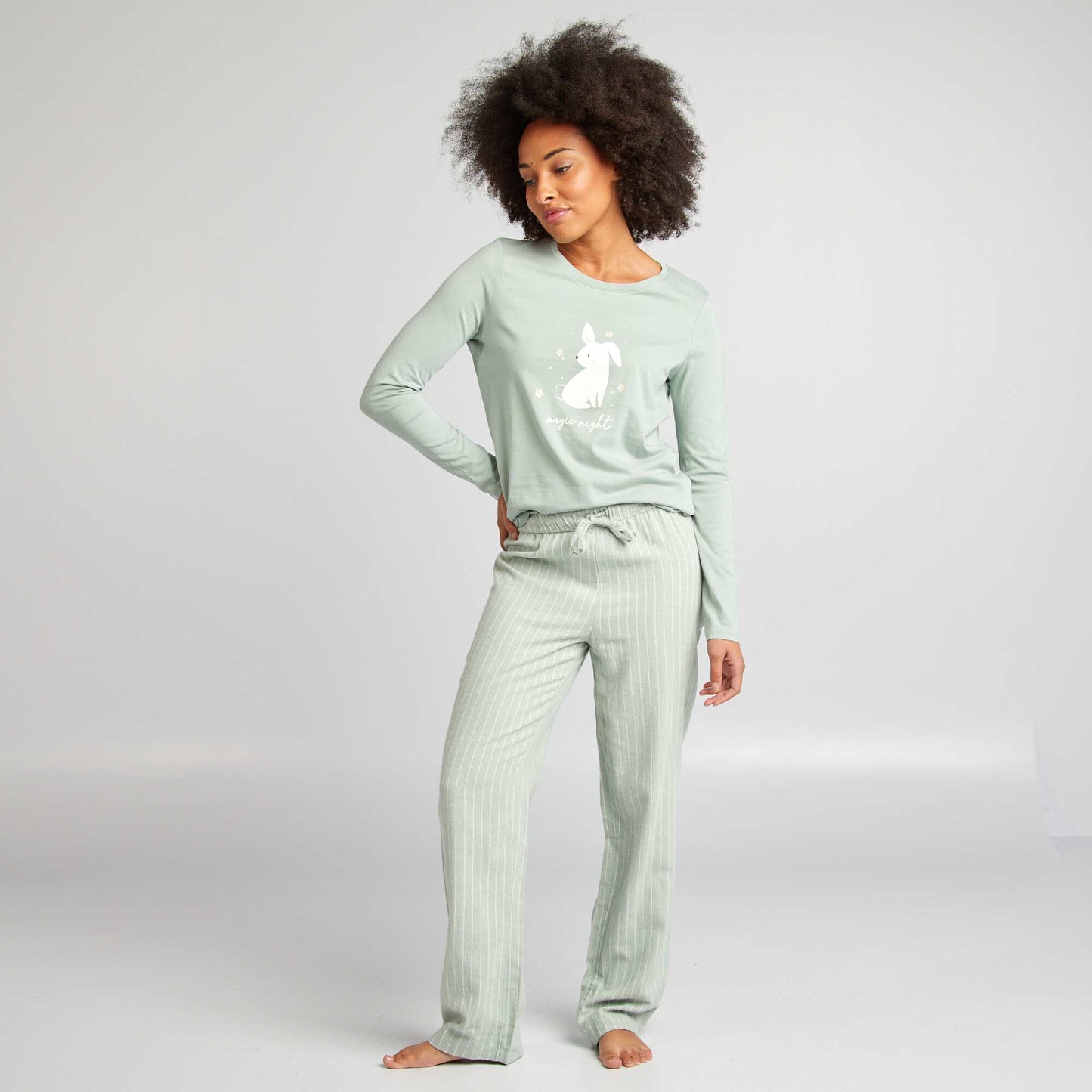 Ensemble pyjama tee-shirt + pantalon imprim Vert