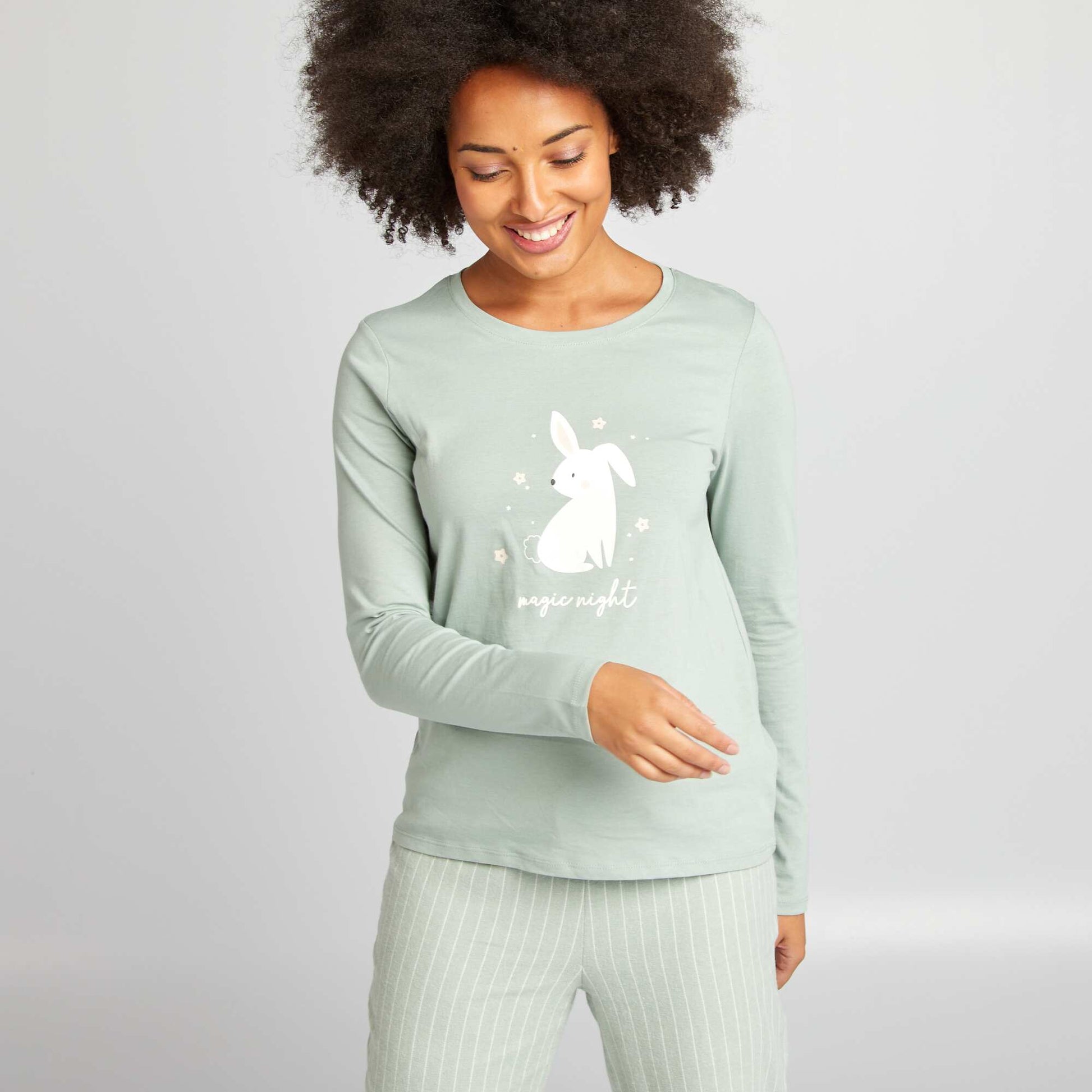 Ensemble pyjama tee-shirt + pantalon imprim Vert