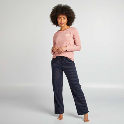 Ensemble pyjama tee-shirt + pantalon imprim Rose/bleu marine