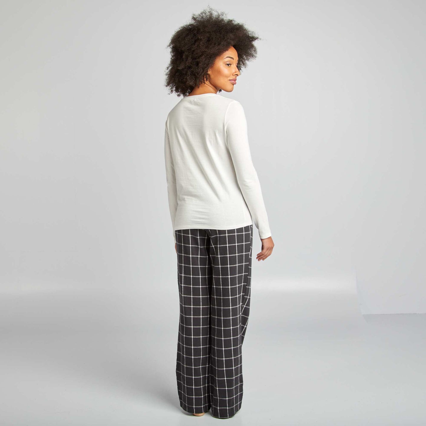 Ensemble pyjama tee-shirt + pantalon imprim  Blanc/noir