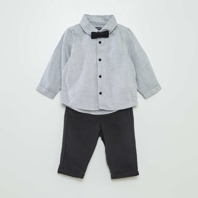 Ensemble chemise + pantalon + nœud papillon - 3 pièces noir