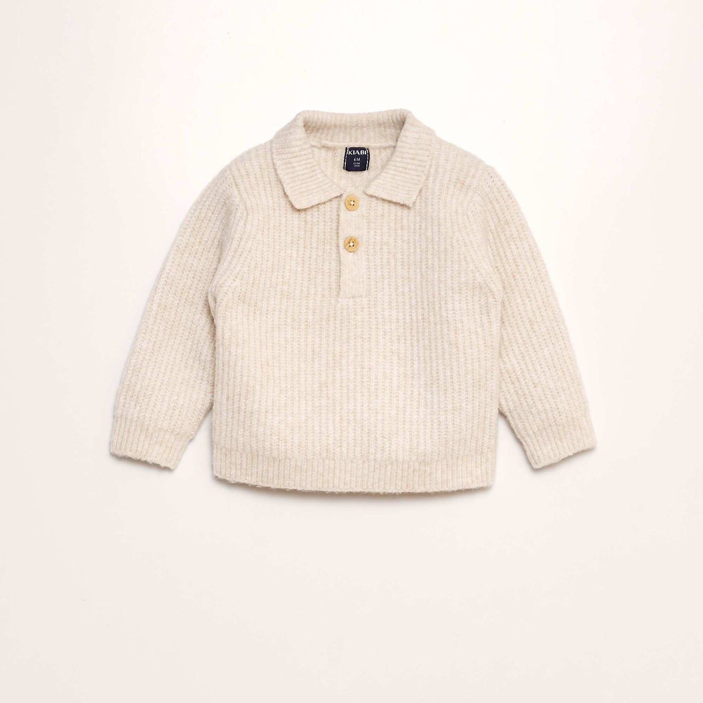 Pull en tricot col polo Beige