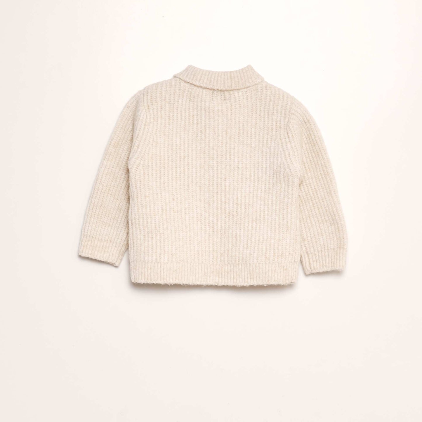 Pull en tricot col polo Beige