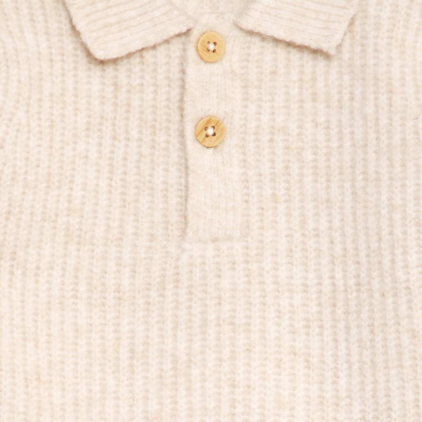 Pull en tricot col polo Beige