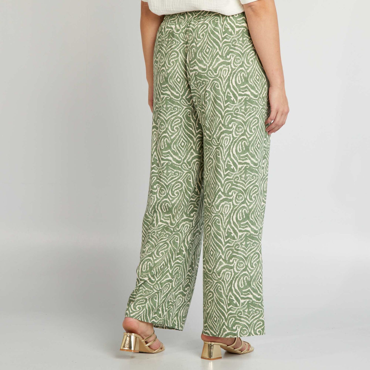 Pantalon large   motif Vert