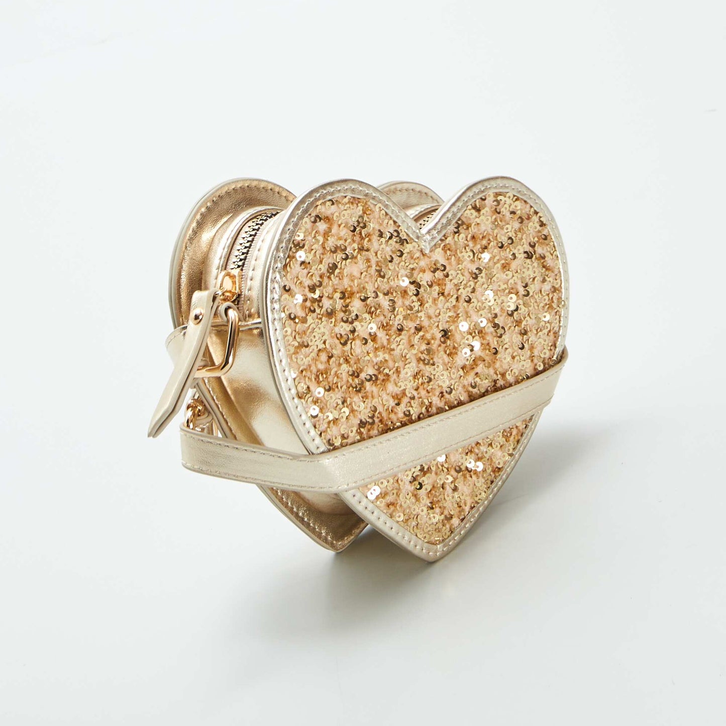 Sac cœur à sequins doré