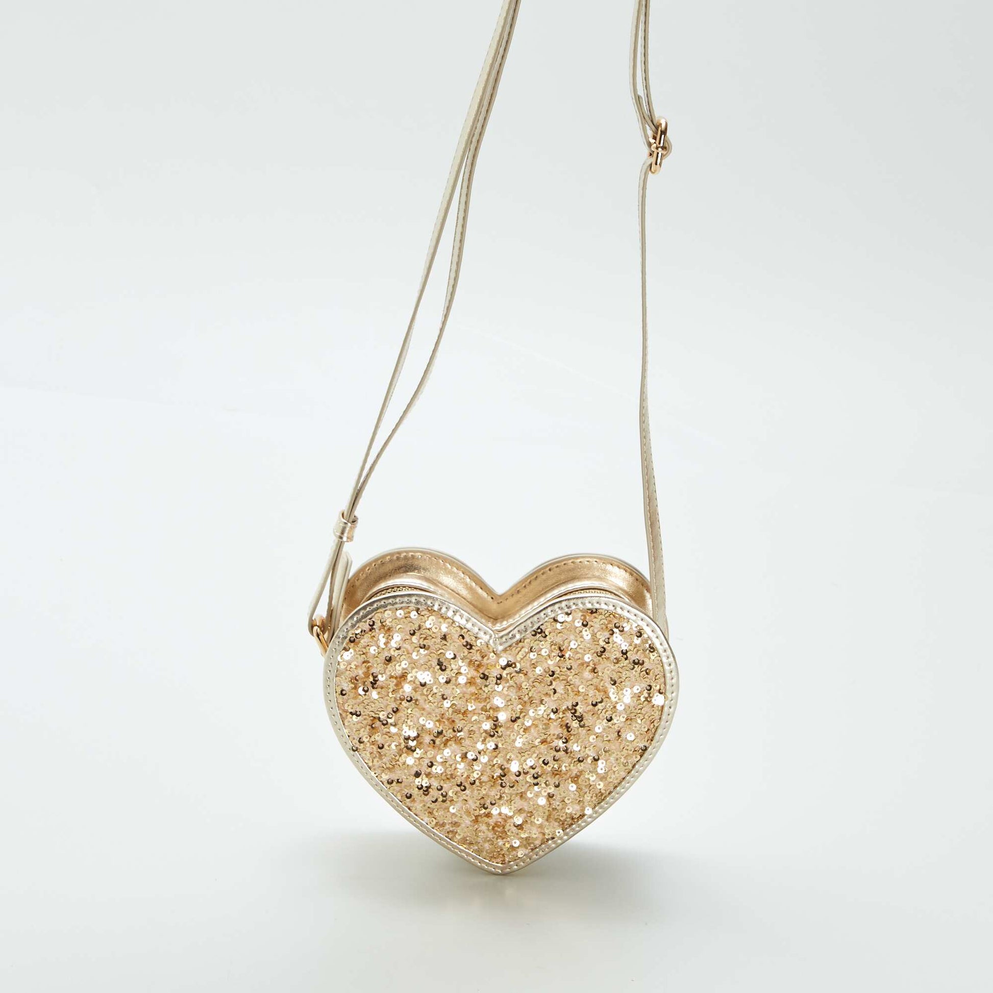 Sac cœur à sequins doré
