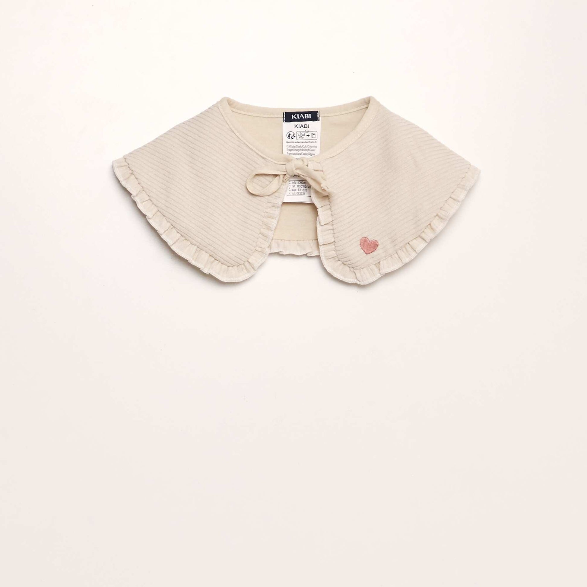 Col en velours c tel Beige