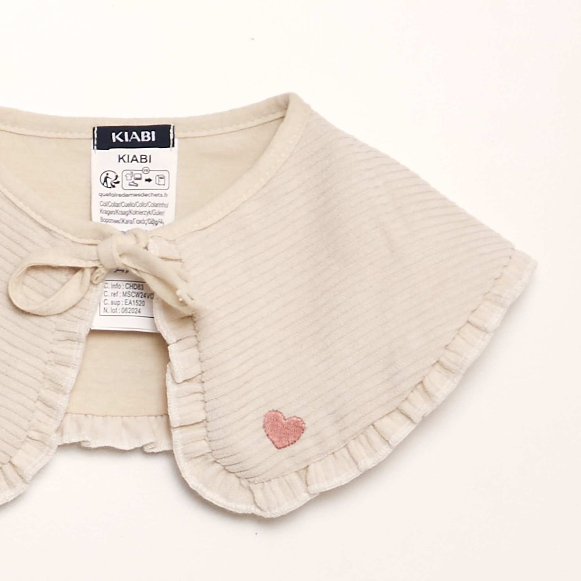 Col en velours c tel Beige