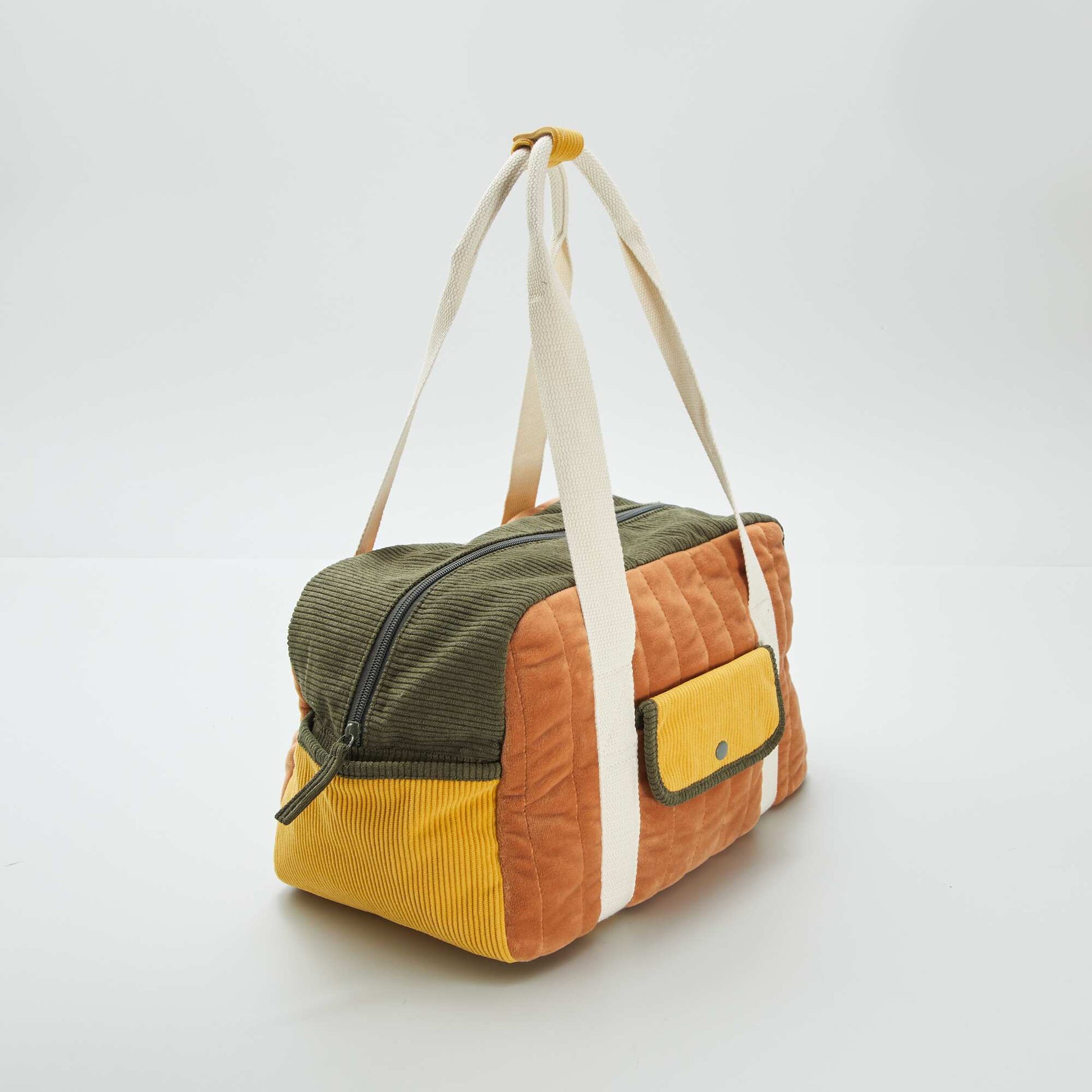 Sac de voyage color-block Kaki