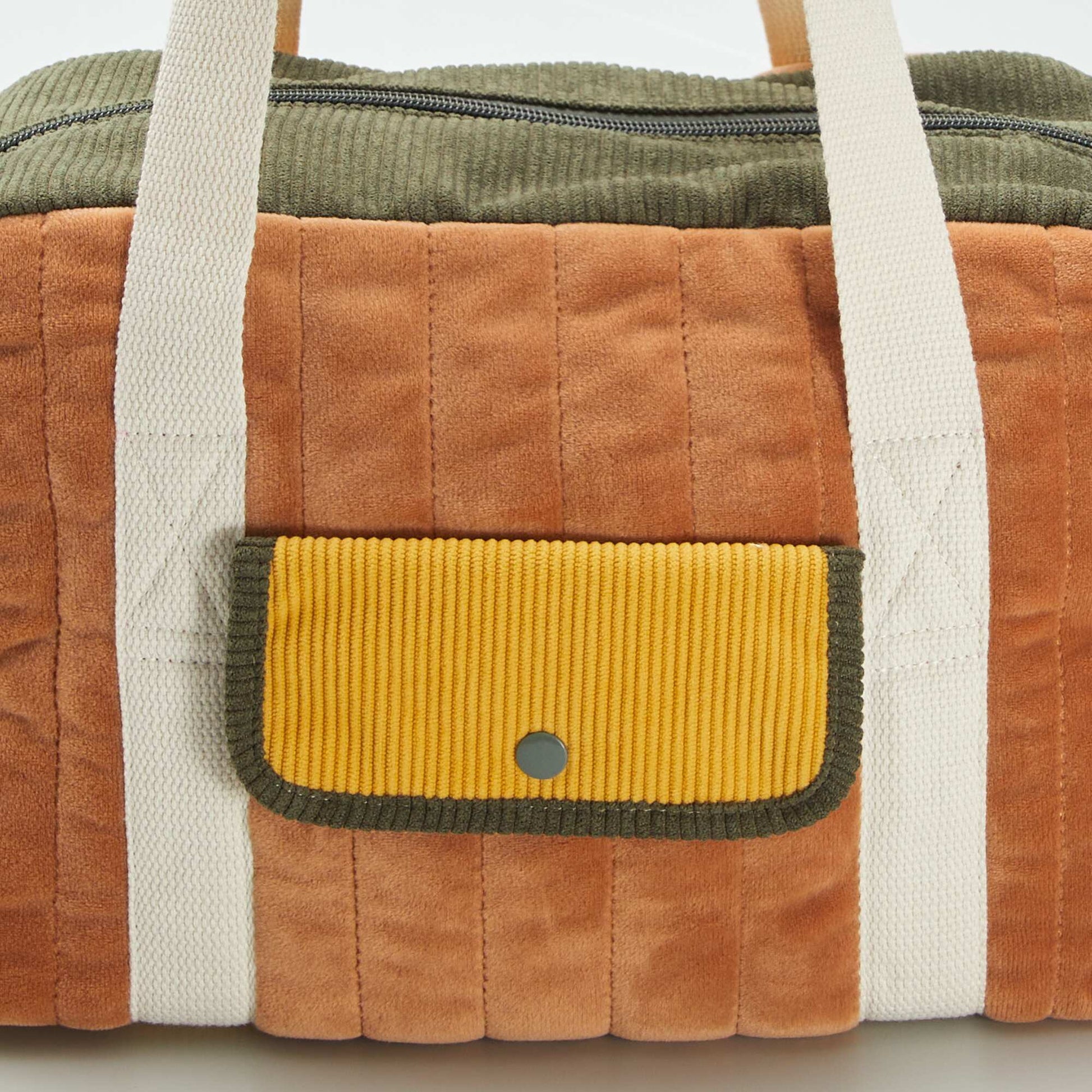 Sac de voyage color-block Kaki
