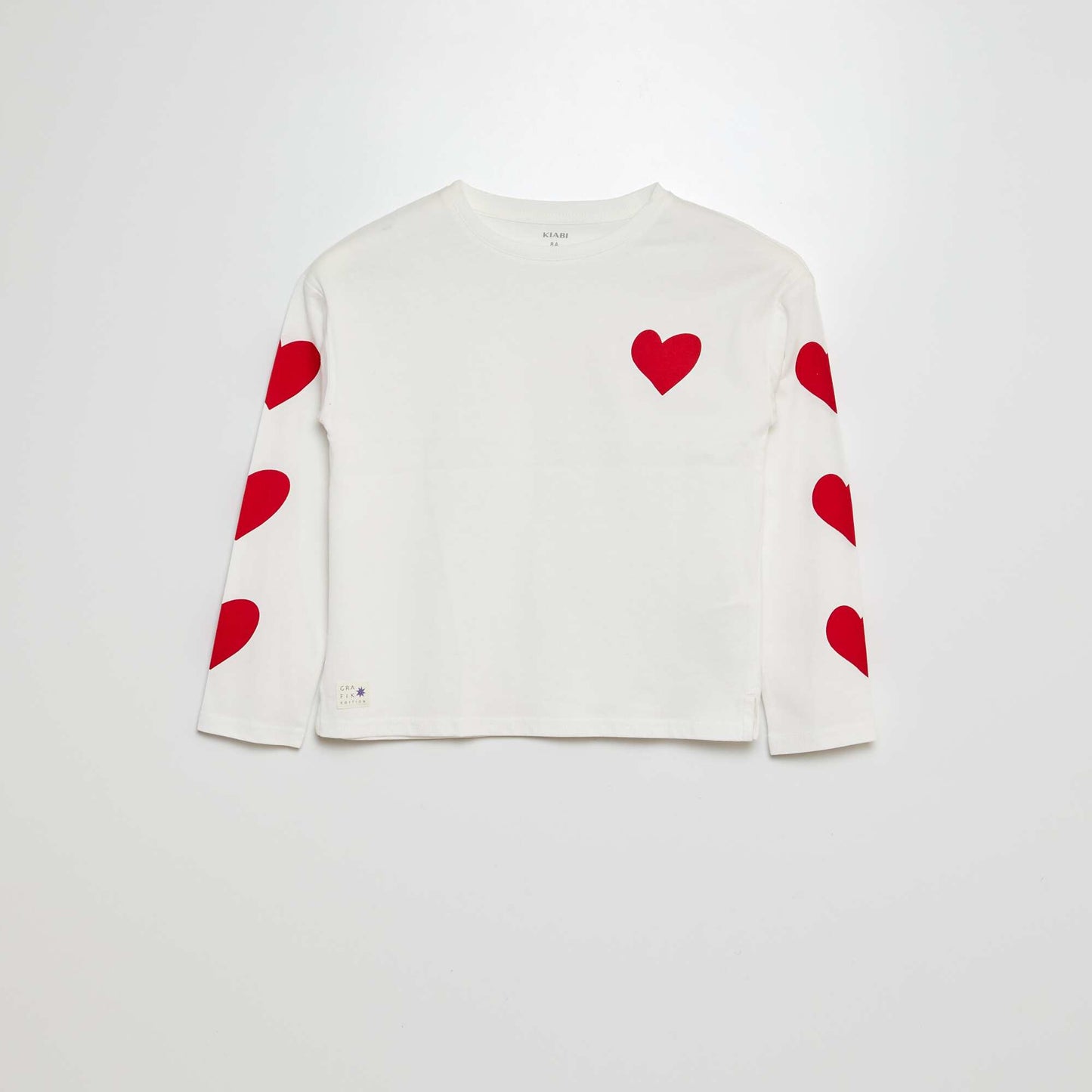 T-shirt manches longues imprimé 'cœur' Blanc