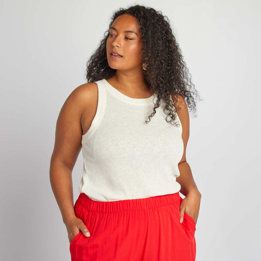 D bardeur sans manches en maille c tel e Beige