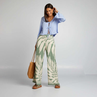 Pantalon large imprimé Vert