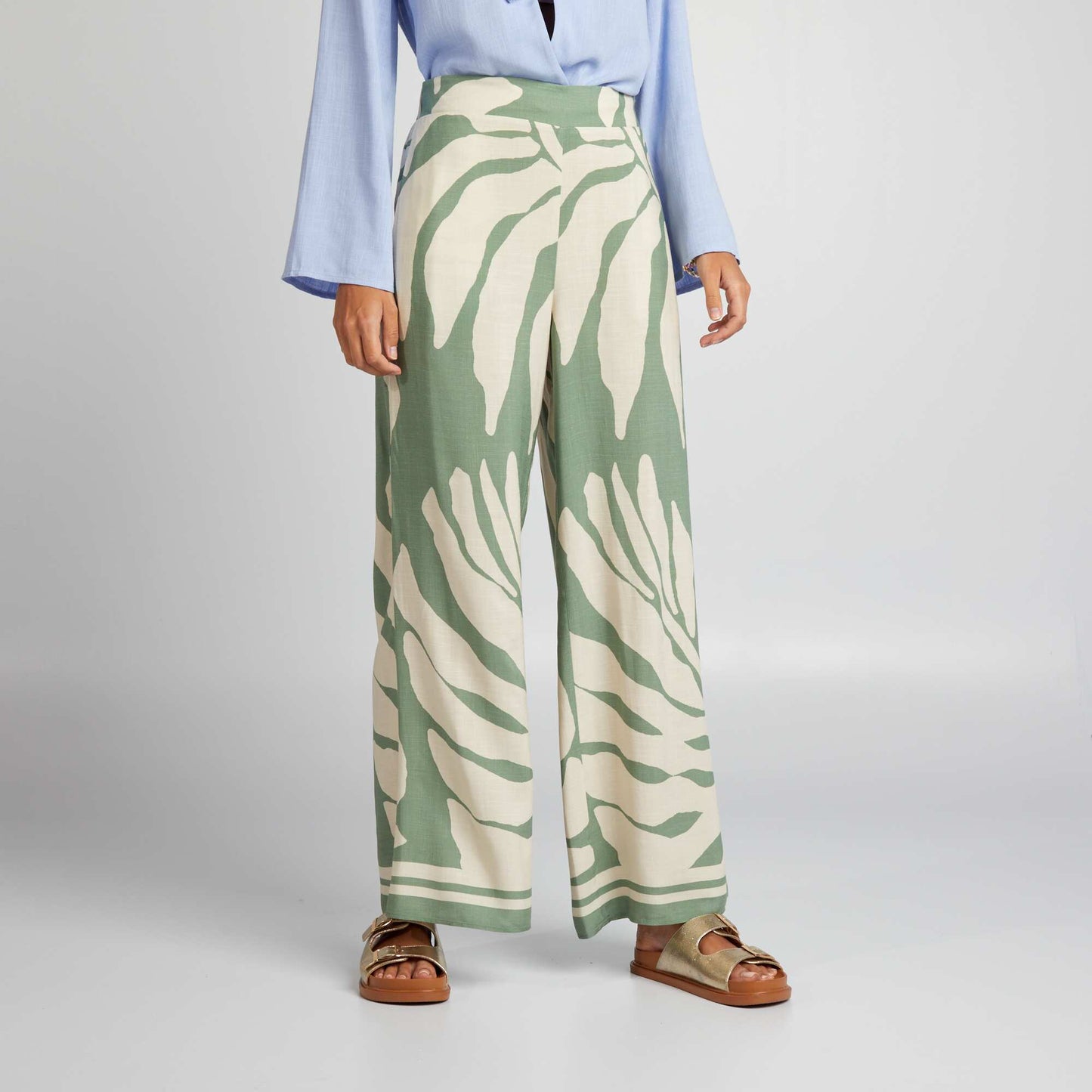 Pantalon large imprimé Vert