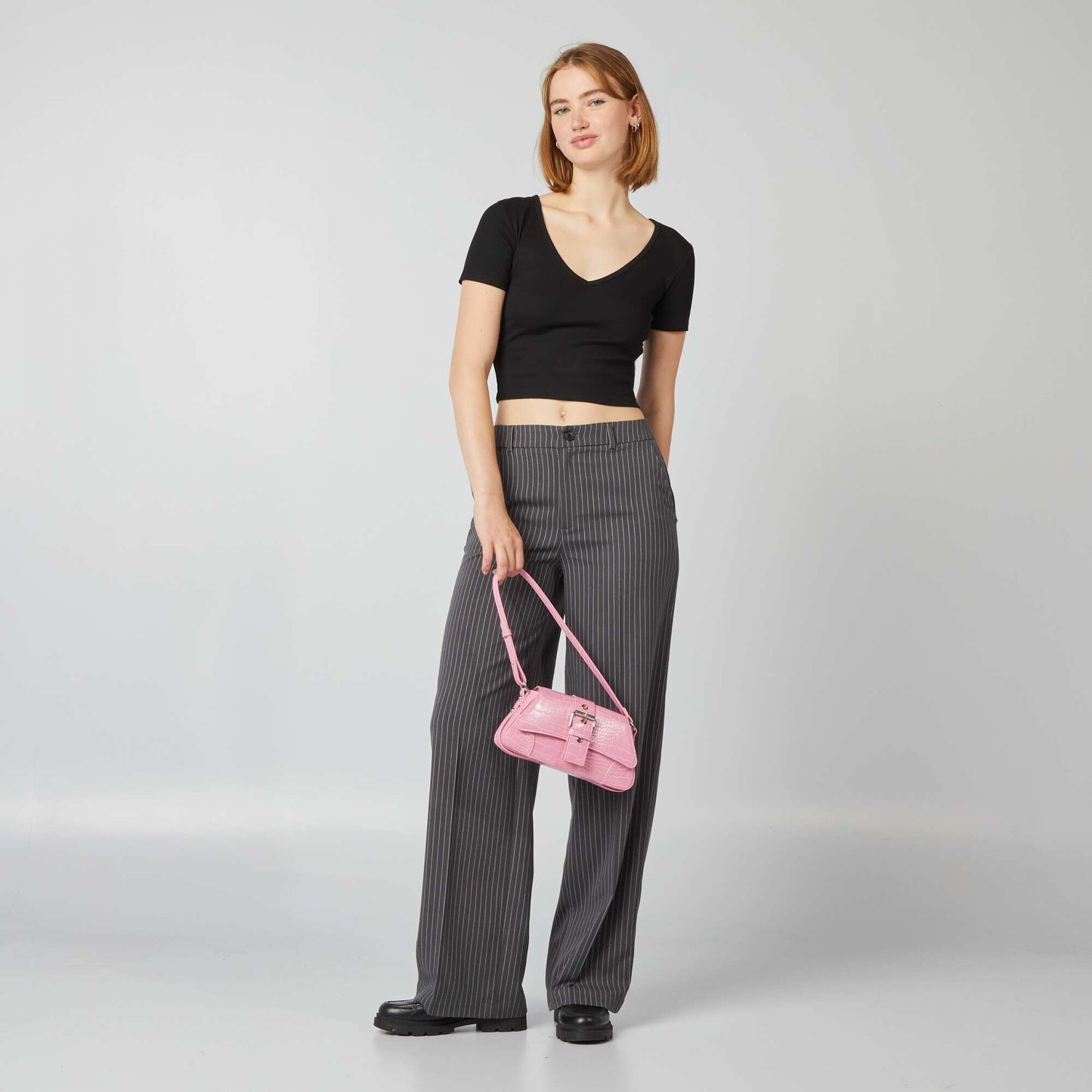 Tee-shirt basique crop top noir