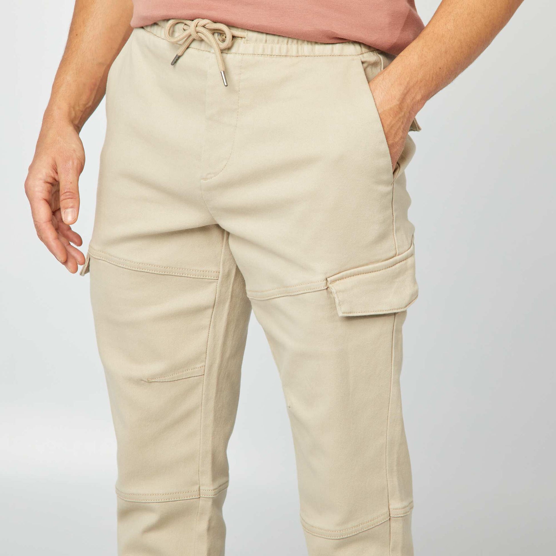 Pantalon multipoches uni BEIGE